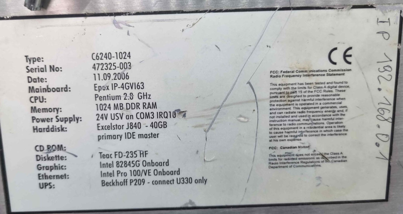 BECKHOFF C6240-1024  ENDÜSTİRİYEL PC