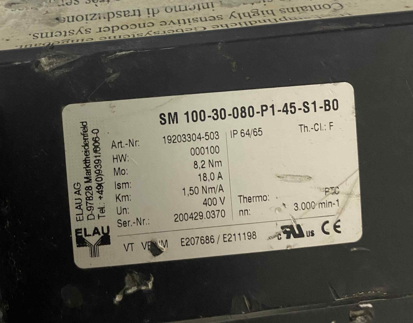 ELAU [SM100-30-080-P1-45-S1-B0]  SERVO MOTOR