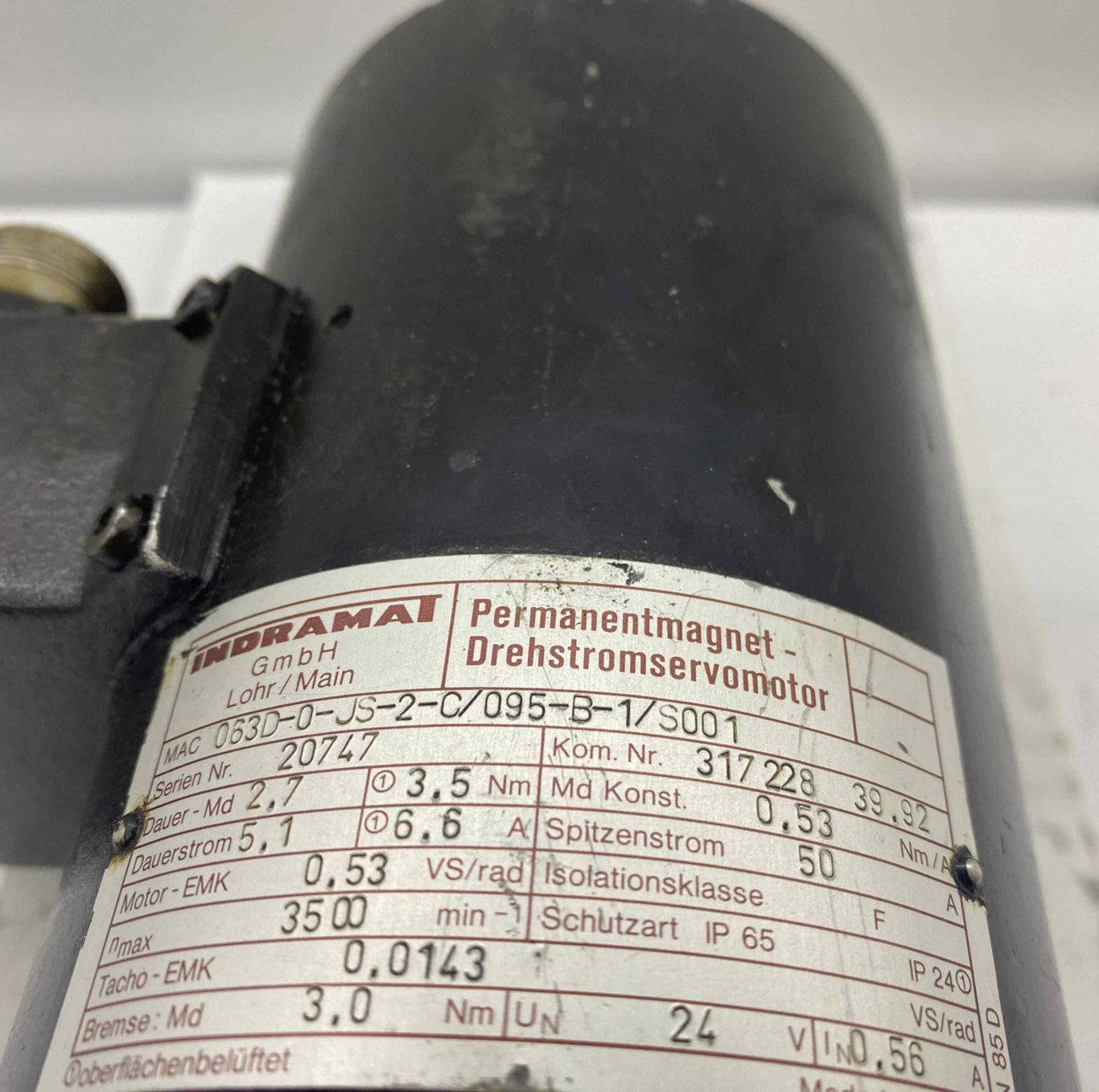 INDRAMAT [ 063D-0-JS-2-C/095-B-1/S001]  SERVO MOTOR