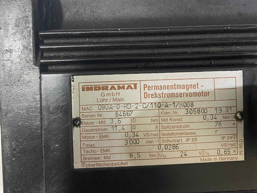 INDRAMAT [090A-0-RD-2-C/110-A-1/S008]  SERVO MOTOR