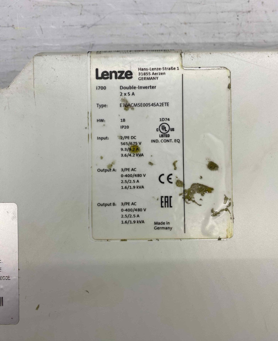 LENZE E70ACMSE0054SA2ETE 1.1KW 380V ÇİFT EKSEN SERVO SÜRÜCÜ