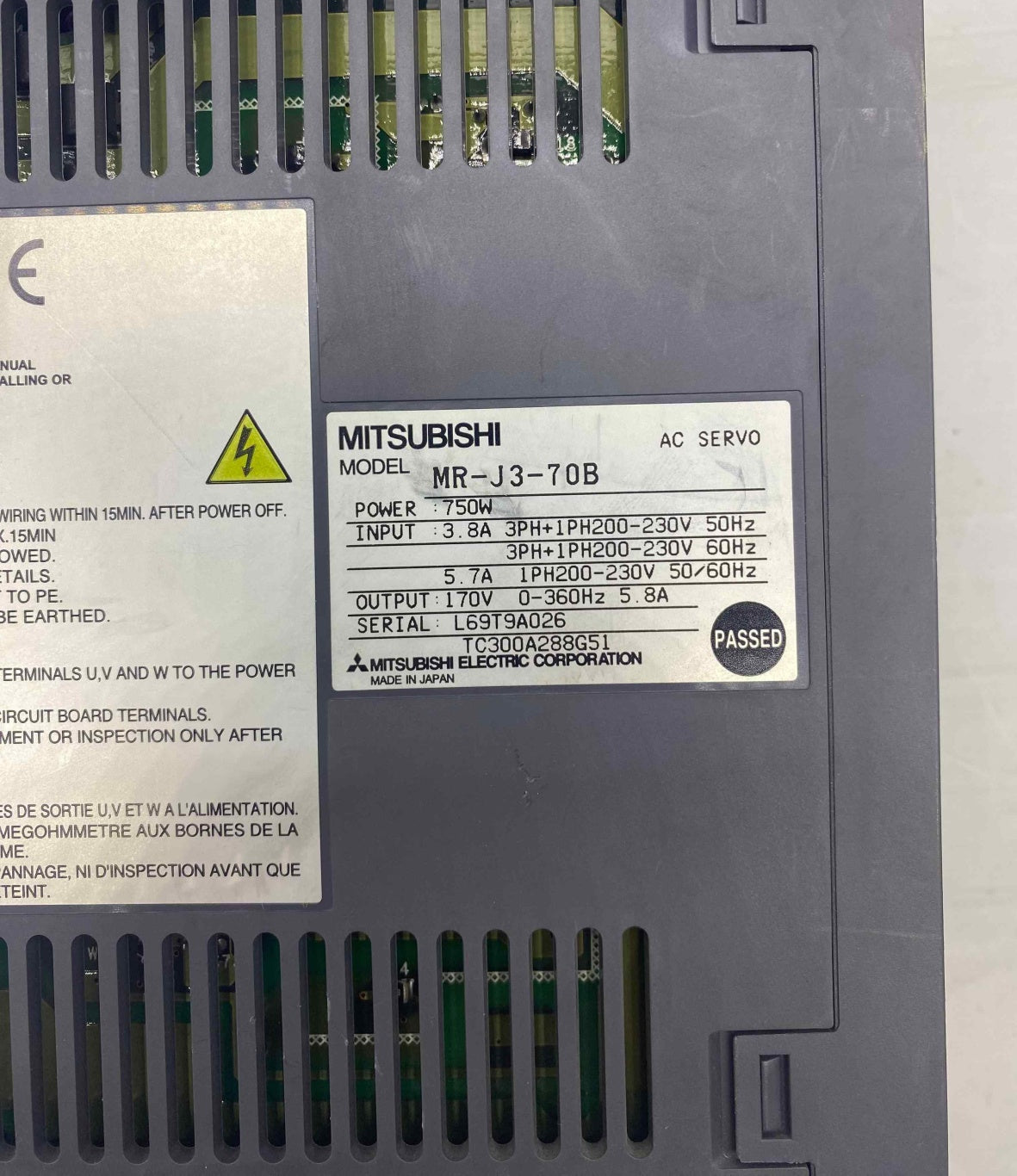 MITSUBISHI MR-J3-70B  0.75KW 220V SERVO SÜRÜCÜ