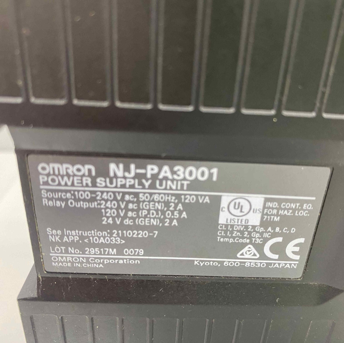 OMRON NJ-PA3001  PLC