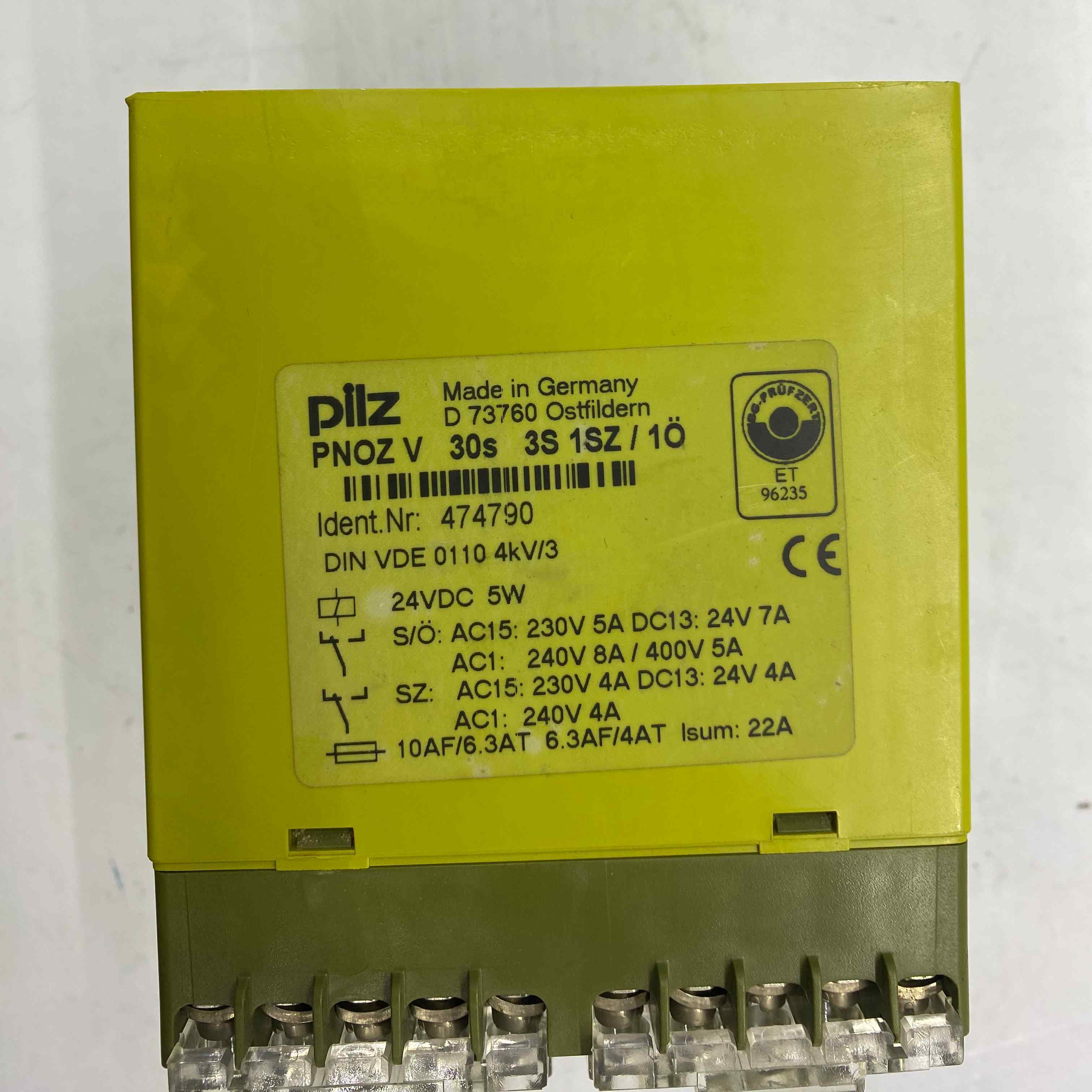 PILZ PNOZV 30S 24VCD 3S 1O 1SZ EMNIYET ROLESI 474790