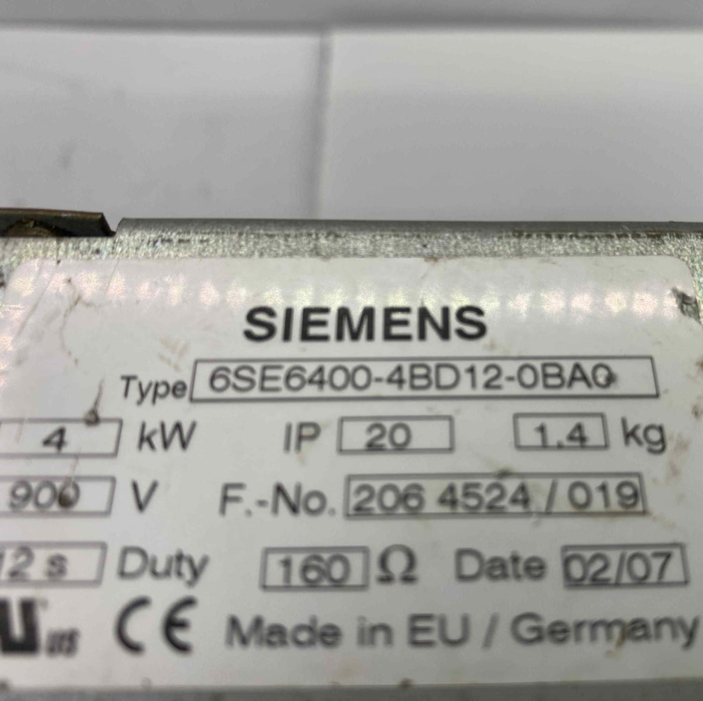 SIEMENS 6SE6400-4BD12-0BA0 FREN DIRENCI 160OHM 4KW
