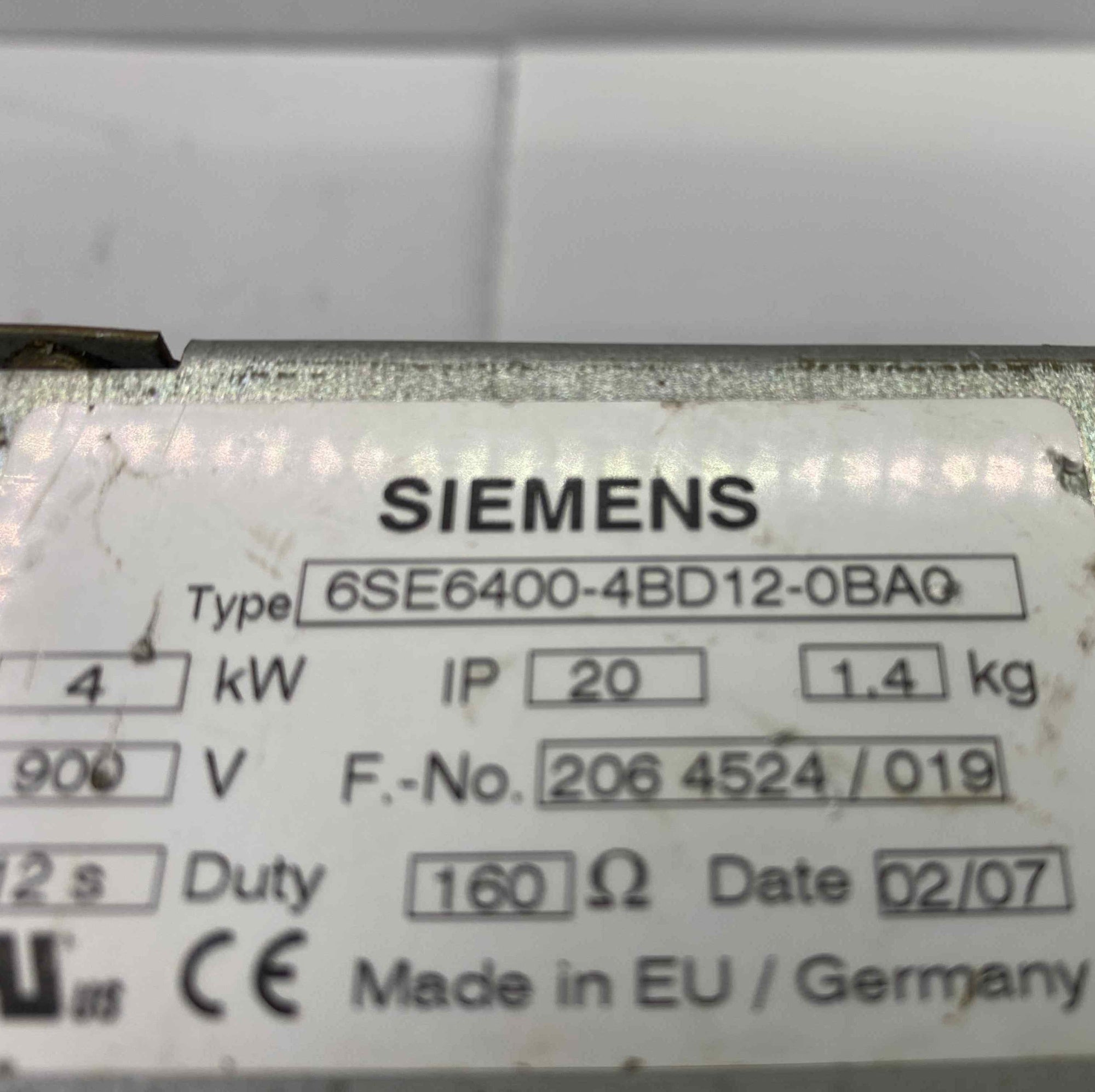 SIEMENS 6SE6400-4BD12-0BA0 FREN DIRENCI 160OHM 4KW