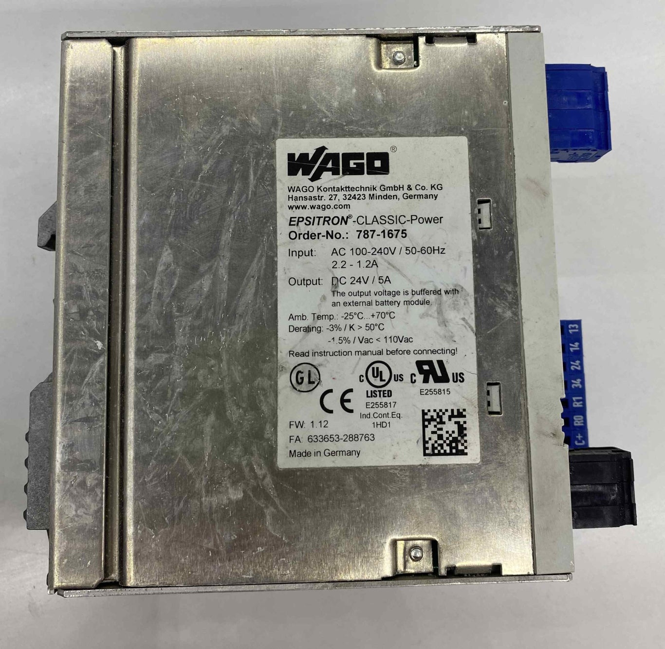 WAGO 787-1675  240V5A GÜÇ KAYNAĞI