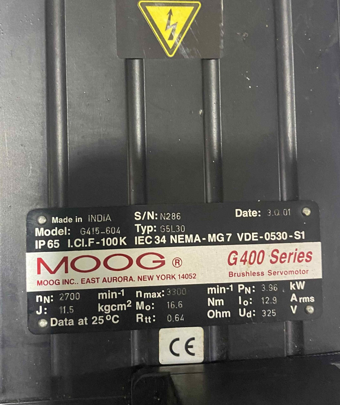 MOOG [G415-604] G 400 SERİES-3,96KW-3300 MİN SERVO MOTOR