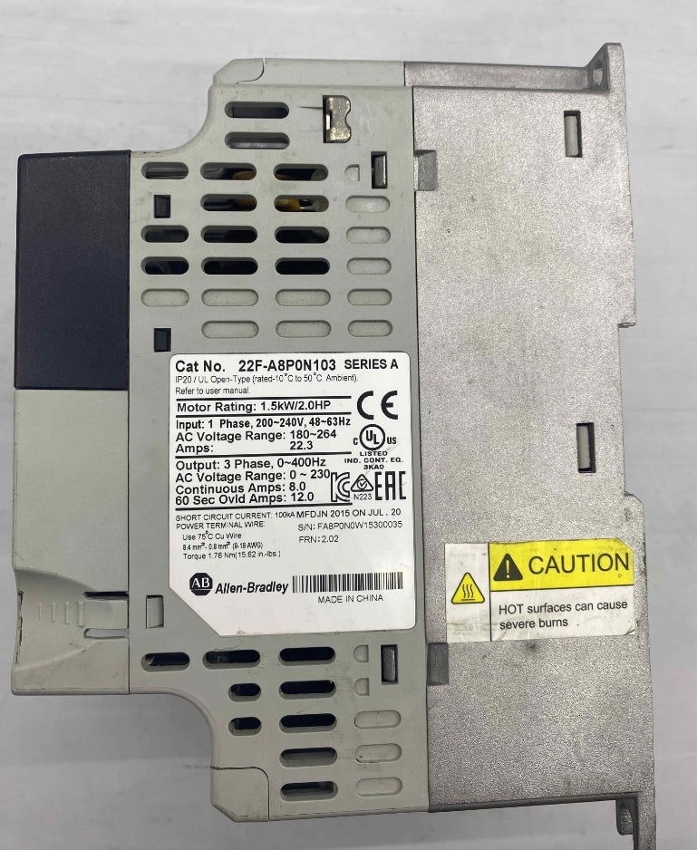 ALLEN BRADLEY 22F-A8P0N103 1.5KW 220V SÜRÜCÜ