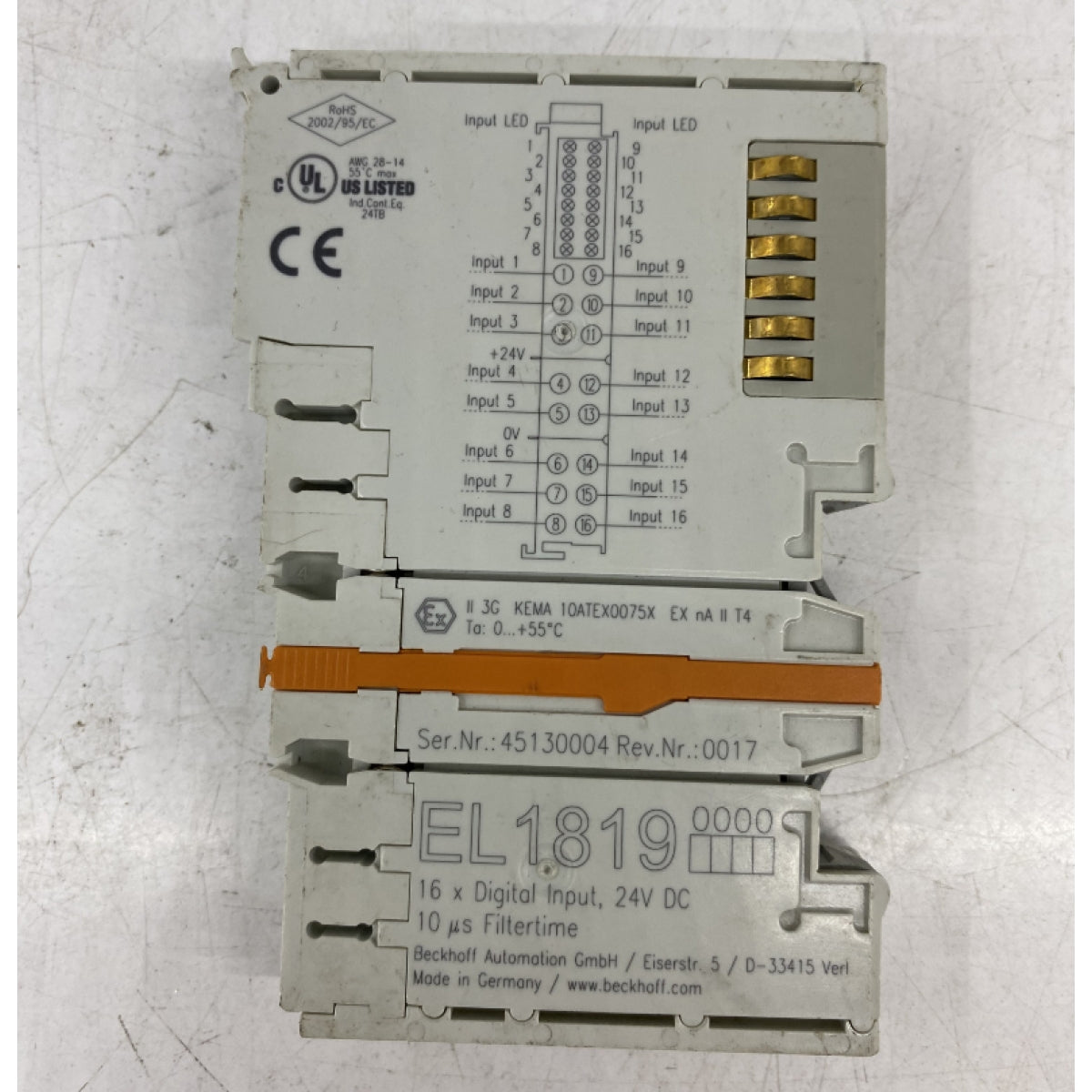 BECKHOFF EL1819 EtherCAT-Klemme, digitale 16-Kanal-Eingangsklemme