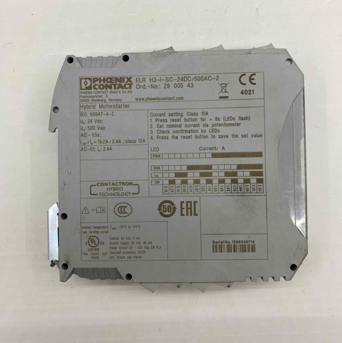 PHOENIX CONTACT ELR H3-I-SC-24DC-500AC-2 MOTOR YOL VERICI 2900543