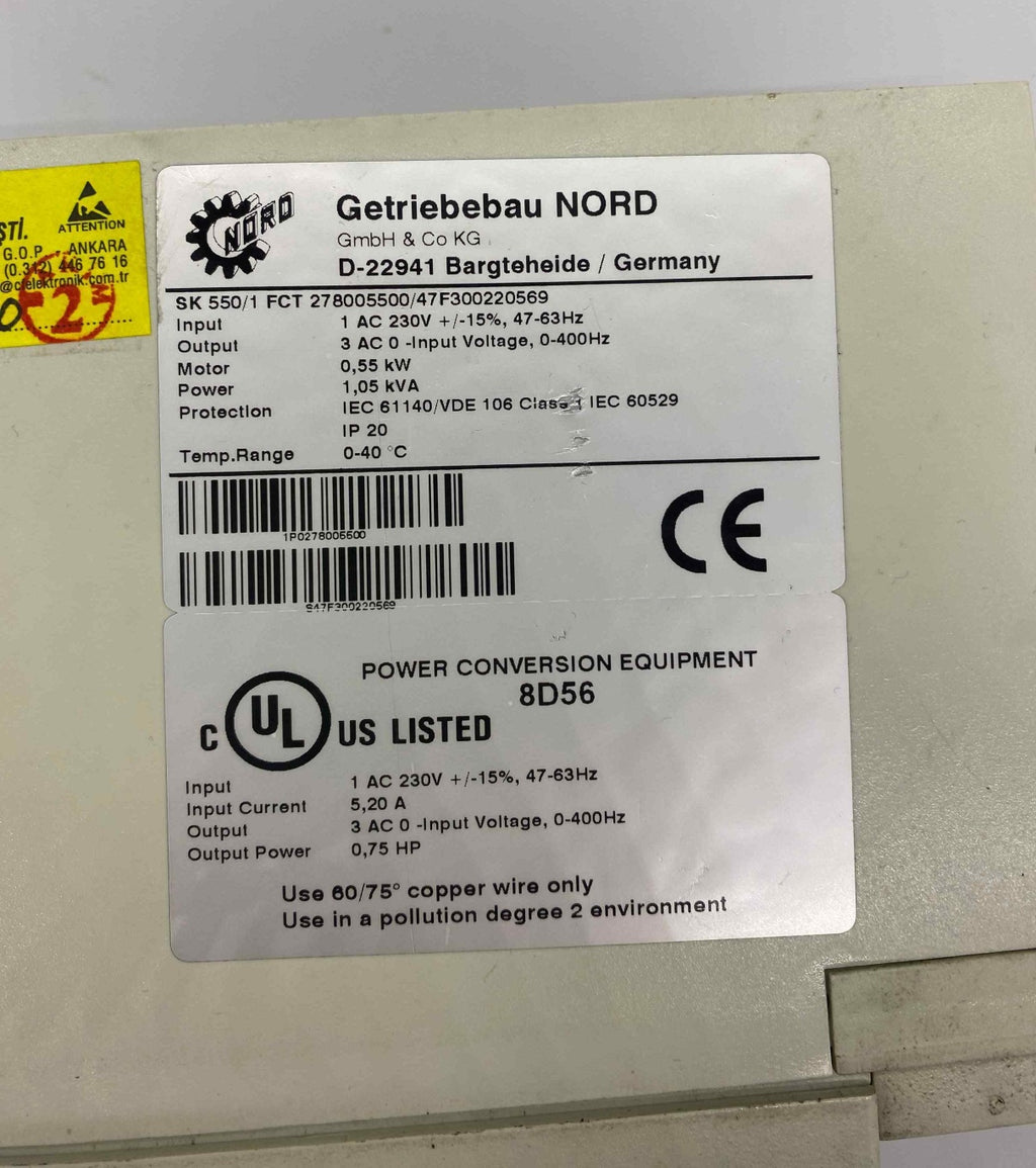 NORD SK550/1 FCT 278005500 0.55KW 220V SÜRÜCÜ