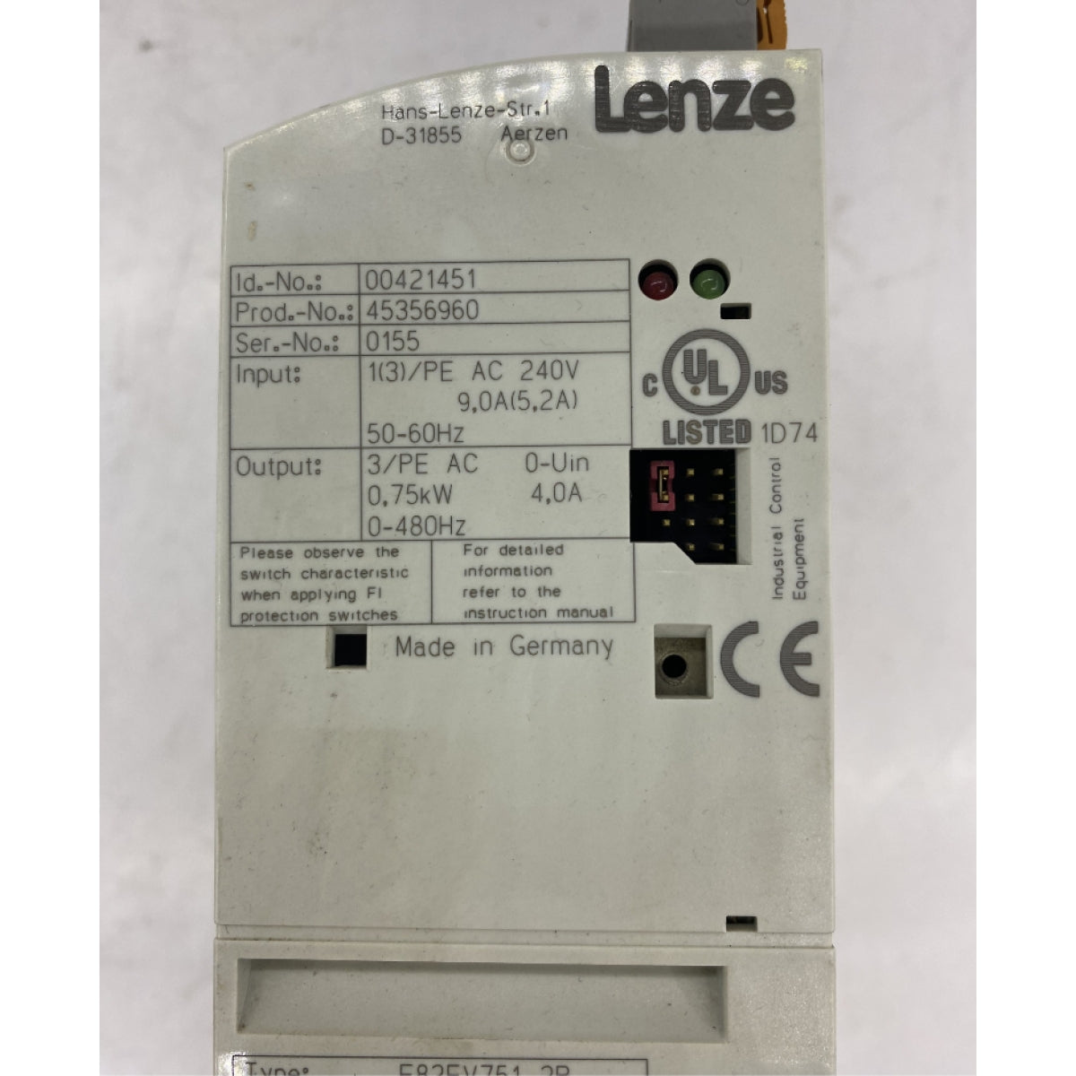 LENZE E82EV751-2B 0,75KW 240V SÜRÜCÜ
