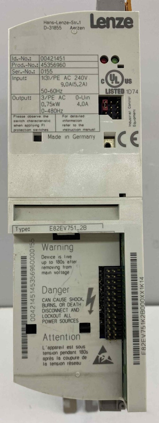 LENZE E82EV751-2B 0,75KW 240V SÜRÜCÜ