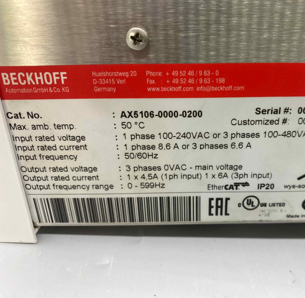 BECKHOFF AX5106-0000-0200  (SIFIR ÜRÜN)  SERVO SÜRÜCÜ