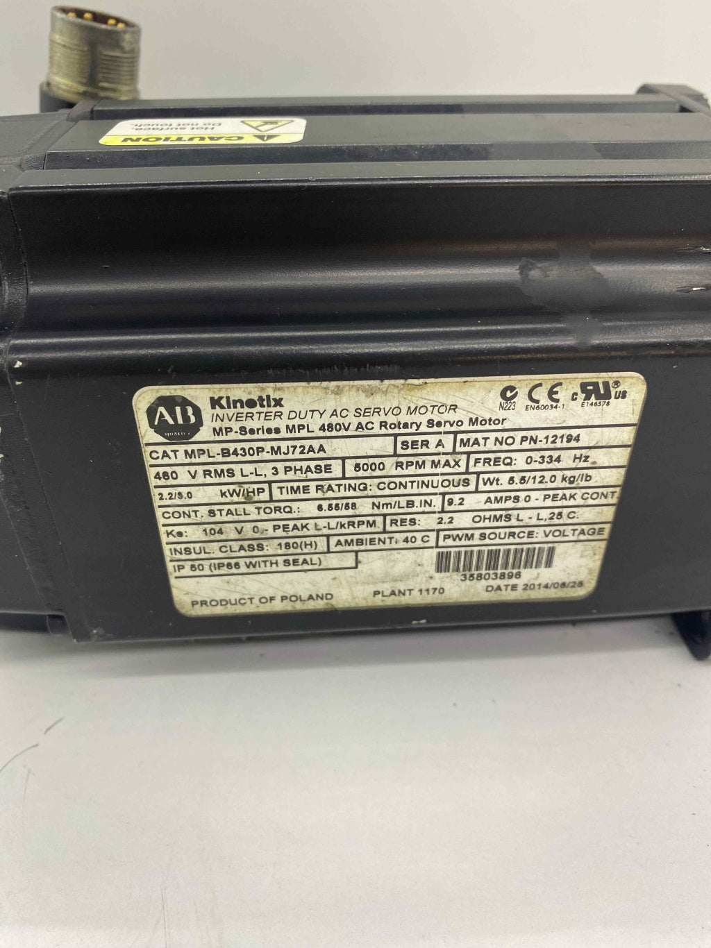 KINETIX [A-B MPL-B430P-MJ72AA]  SERVO MOTOR