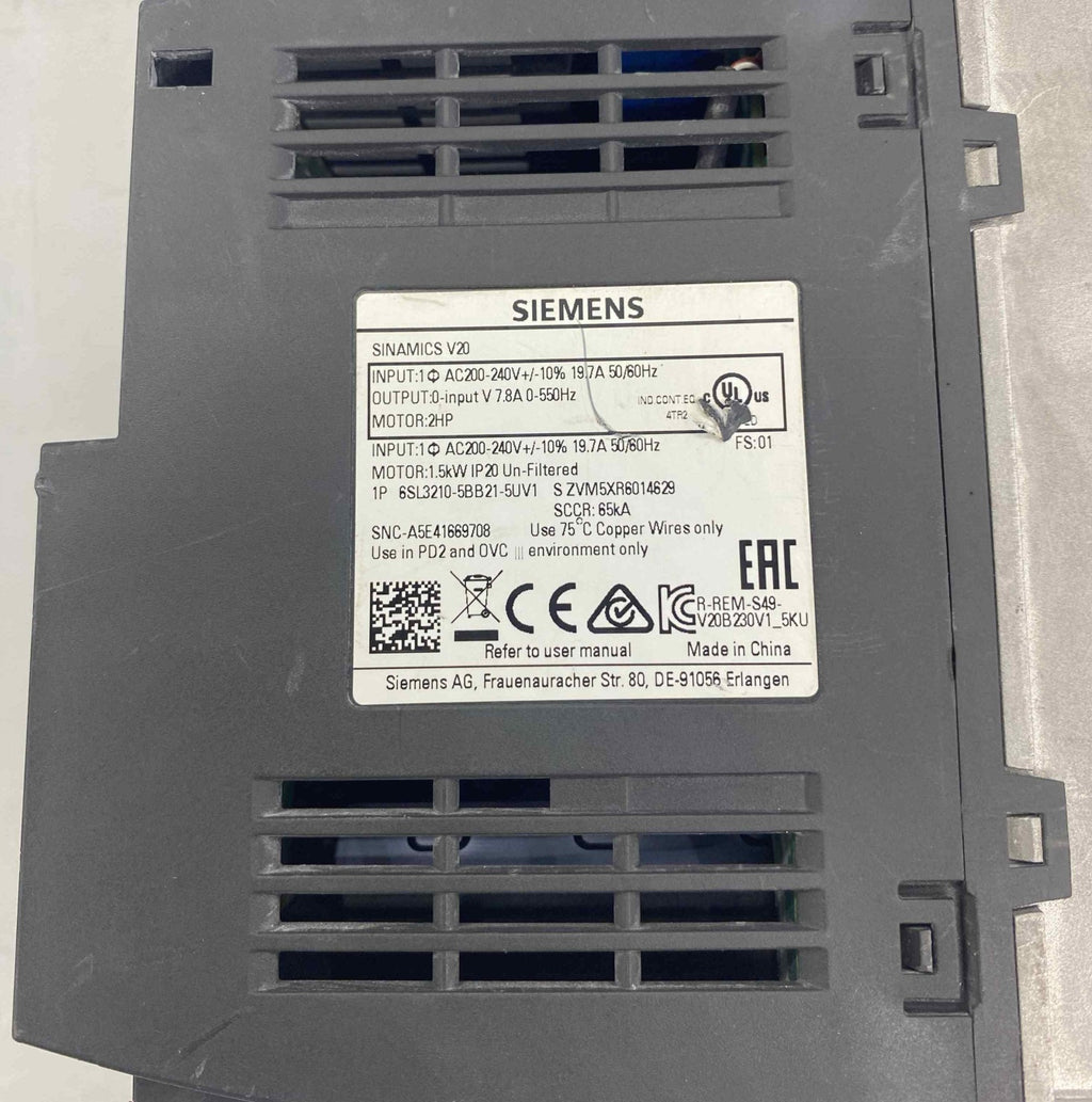 SIEMENS 6SL3 210-5BB21-5UV1 6SL3210-5BB21-5UV1 240V 1.5KW  SÜRÜCÜ