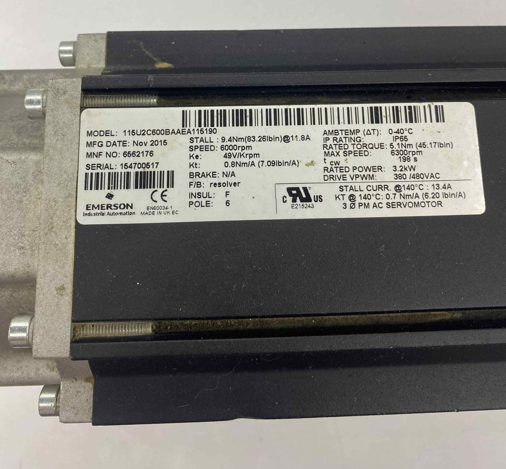 EMERSON 115U2C600BAAEA115190 3.2KW 480V  SERVO MOTOR