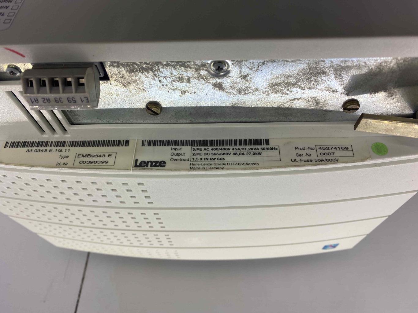 LENZE EMB9343-E  480 V 27,0 KW POWER SUPPLY