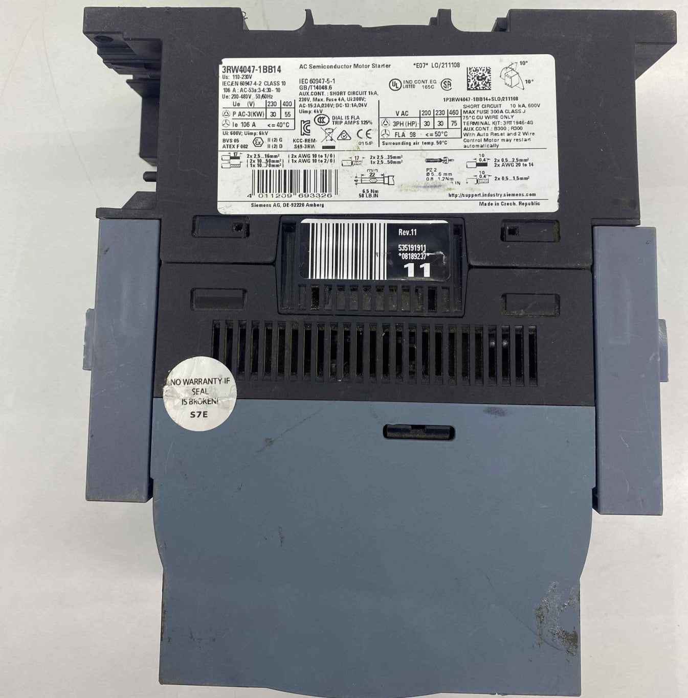 SIEMENS 3RW4047-1BB14 SOFTSTARTER