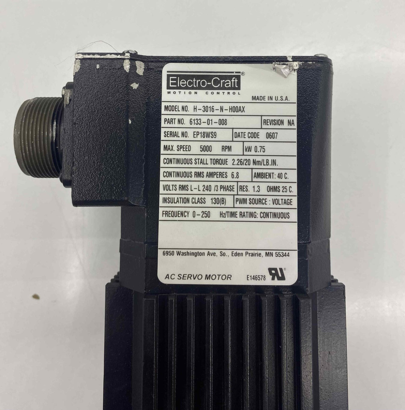 ELECTRO-CRAFT H-3016-N-H00AX SERVO MOTOR