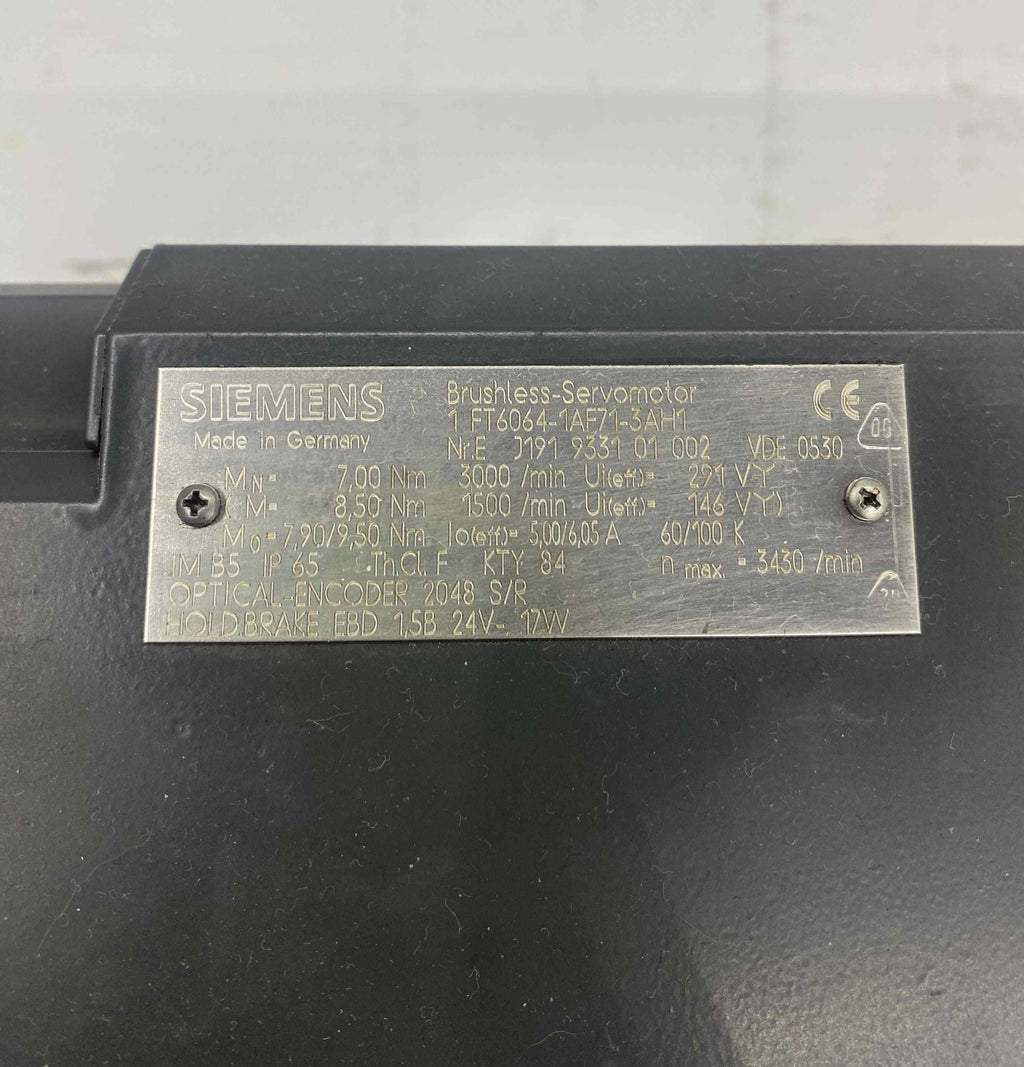 SIEMENS 1FT 6064-1AF71-3AH1 SERVO MOTOR