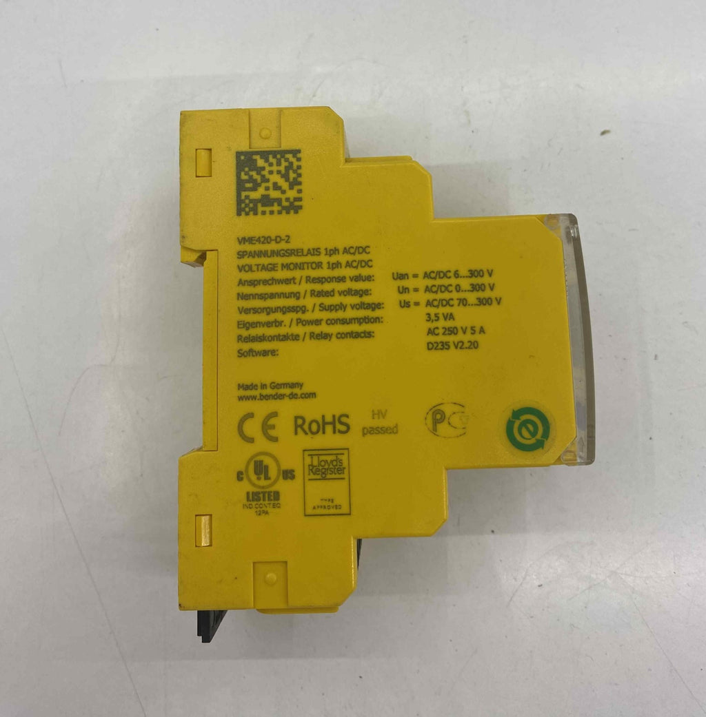 BENDER VME420 VOLTAGE AND FREQUENCY MONITOR