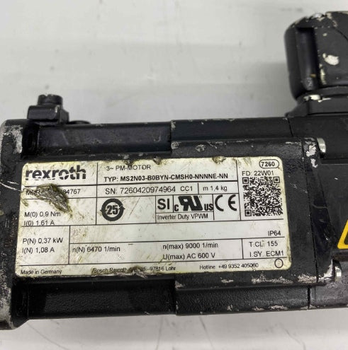 INDRAMAT MS2N03-B0BYN-CMSH0-NNNNE-NN SERVO MOTOR