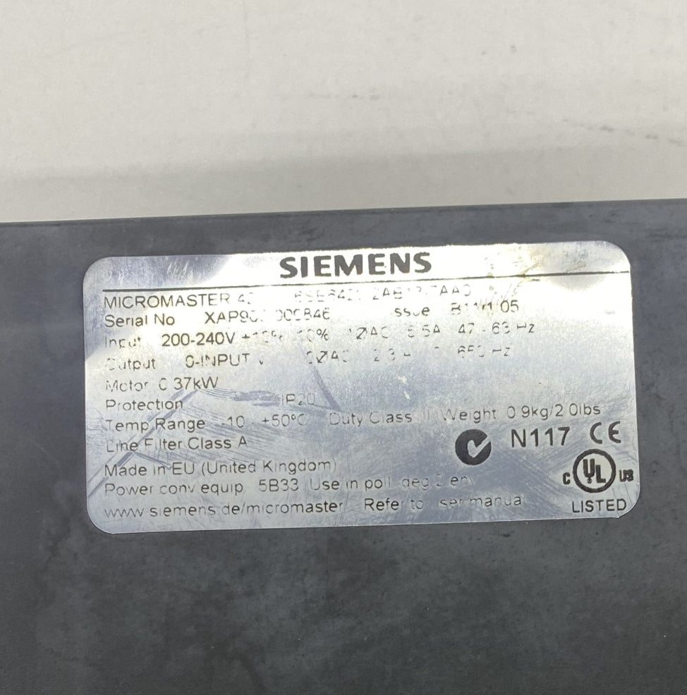 Siemens 6SE6420-2AB13-7AA0 Sürücü 0.37Kw 240V