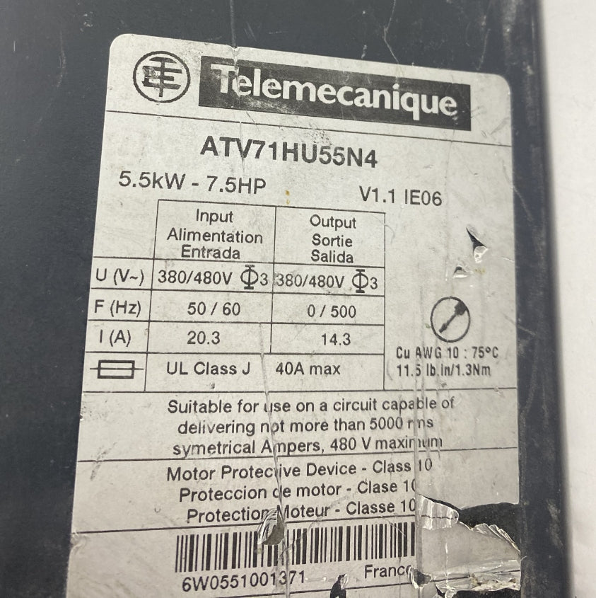 Telemecanique ATV71HU55N4 Frekans Sürücü 5.5Kw 400V