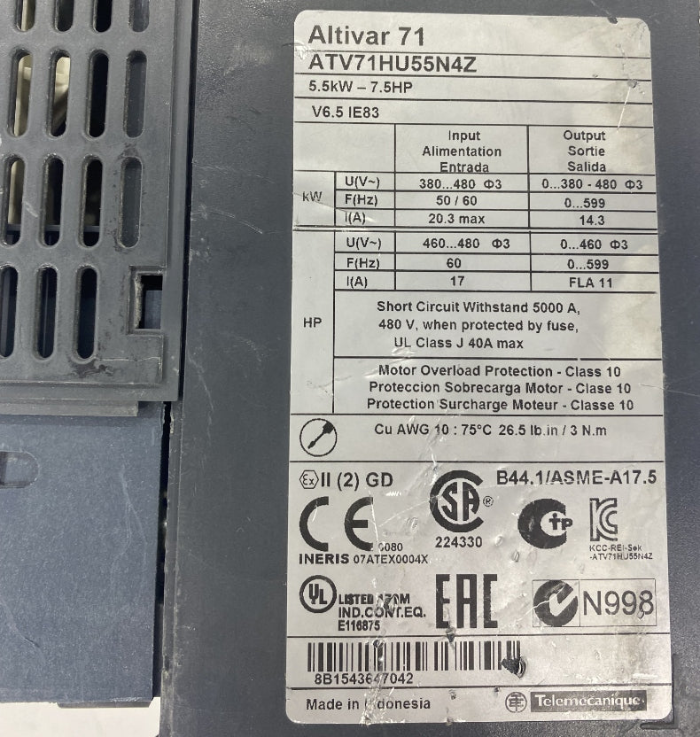 Telemecanique ATV71HU55N4Z Frekans Sürücü 5.5Kw 400V