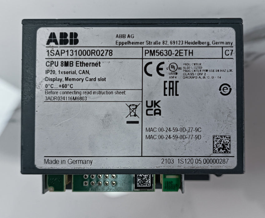 Abb 1SAP131000R0278 PM5630-2ETH PLC CPU