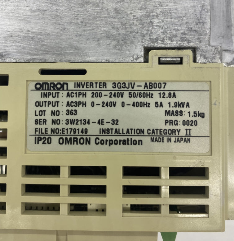 Omron 3G3JV-AB007 Sürücü 240V 1.9KwA