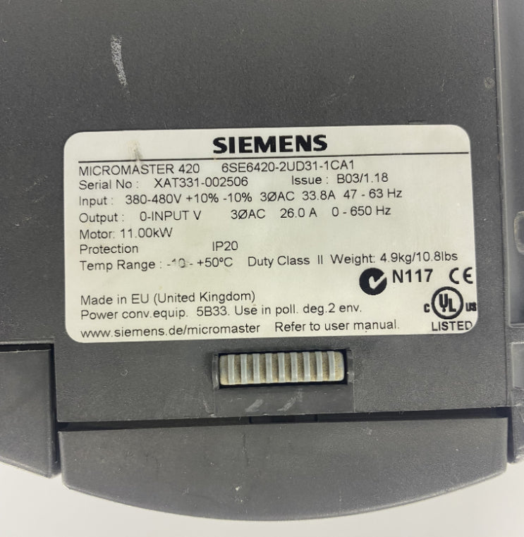 Siemens Micromaster 6SE6420-2UD31-1CA1 AC Sürücü