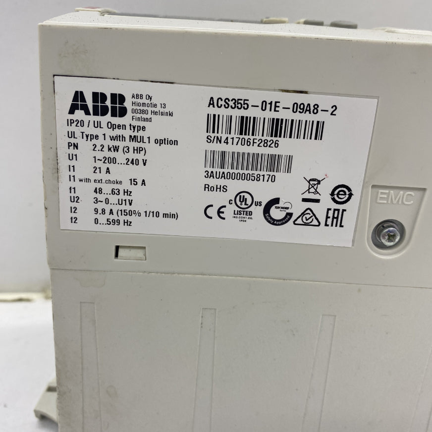 ABB ACS355 2.2kW 1 Fazlı AC Hız Kontrol Cihazı