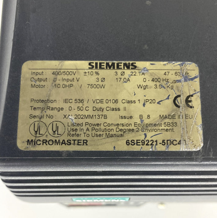 Siemens 6SE9221-5DC40 Sürücü Aksesuar