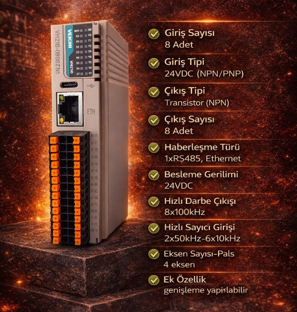 Veichi VH210-0808TN1 PLC Ana Ünite Plc