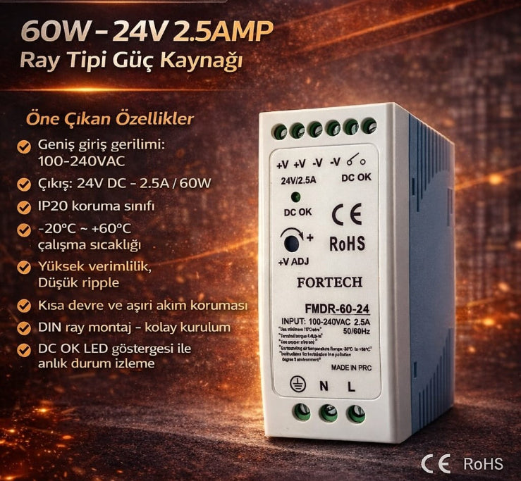 Fortech FMDR-60-24 Güç Kaynağı