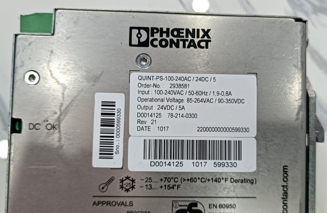 Phoenix Contact QUINT-PS-100-240AC/24DC/5 Endüstriyel Güç Kaynağı 24V DC, 5A
