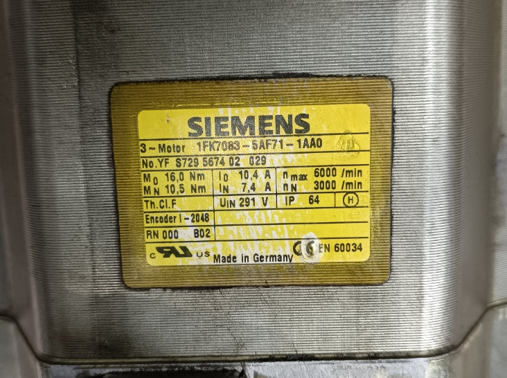 Siemens Simotics 1FK7083-5AF71-1AA0 Servo Motor