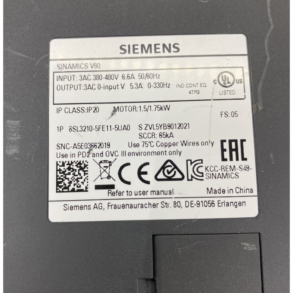 Siemens 6SL3210-5FE11-5UA0 Servo Sürücü 380V 1.75KW