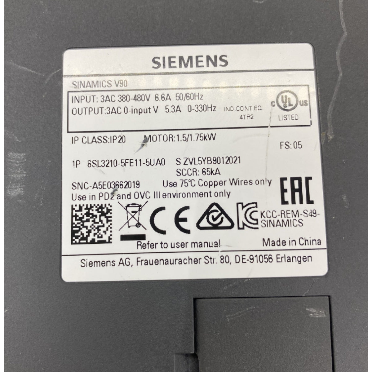 Siemens 6SL3210-5FE11-5UA0 Servo Sürücü 380V 1.75KW